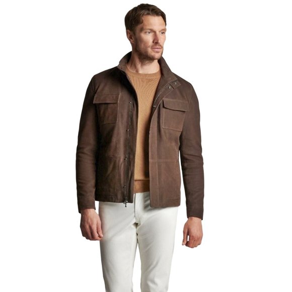 NWT Peter Millar Calfskin Crown Crafted Leather Bomber Jacket/ Large - Picture 2 of 10